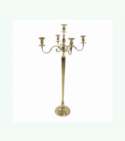 Gouden klassieke kandelaar 5 kaarsen 144 cm